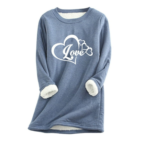 Tbopshirt Womens Hoodless Sweatshirts,Plus Size Essential Crewneck Sweatshirts Christmas Women's Round Neck Pocket Thickened Plush Warm Long Sleeve Tops