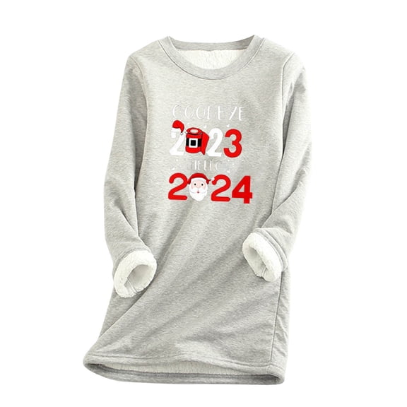 Tbopshirt Womens Hoodless Sweatshirts,Plus Size Essential Crewneck Sweatshirts Christmas Women's Round Neck Pocket Thickened Plush Warm Long Sleeve Tops