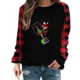 thumbnail image 1 of Tbopshirt Womens Hoodless Sweatshirts,Plus Size Essential Crewneck Sweatshirts Long Sleeve Plaid Christmas Print Splicing Round Neck Pullover T-Shirt Tops, 1 of 5