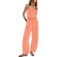 thumbnail image 1 of Tbopshirt Womens Jumpsuits Summer Strapless Casual Off the Shoulder Loose Romper with Pockets Drawstring, 1 of 9