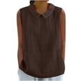 thumbnail image 1 of Tbopshirt Womens Shirts Linen Summer Sleeveless Cute Lapel Solid Color Tank Tops Casual Trendy,M, 1 of 5