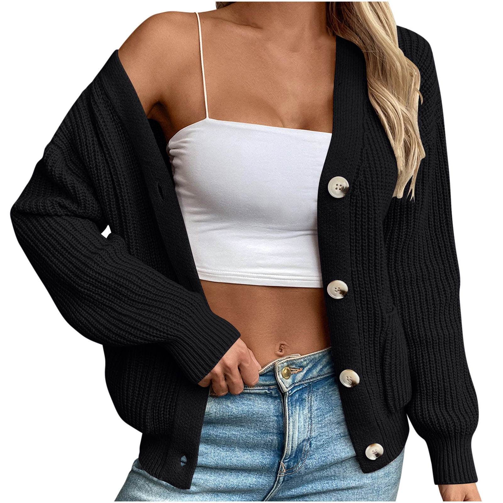 Tbopshirt Womens Striped Cardigan Sweaters,Fall Sweaters for Women,Casual Round Neck Long Sleeve Sweater Knitted Stripe Loose Blouse Tops