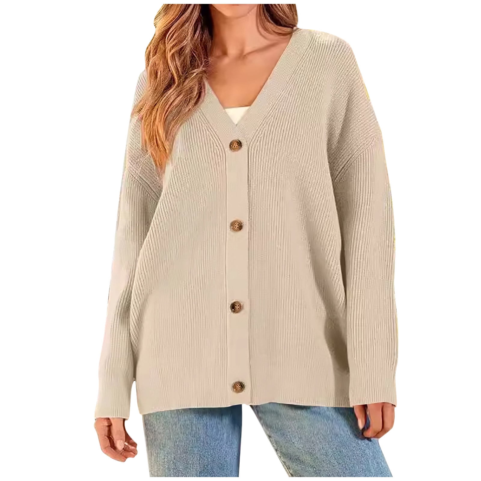 Tbopshirt Womens Sweaters Clearance Under $5,Fall Sweater Coat Cardigans for Women,Button Lightweight Sweater V-neck Loose Cardigan Jacket,up to 40% off Fashion