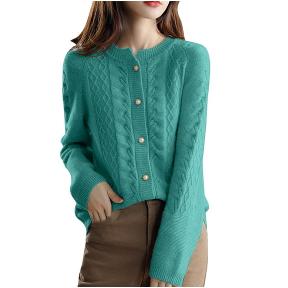 Tbopshirt Womens Sweaters Clearance Under $5,Fall Sweaters for Women,Fall and Winter Loose Knitted Cardigan Loose Sweater Shoulder Sleeve Jacket Round Neck Sweater,up to 40% off Fashion
