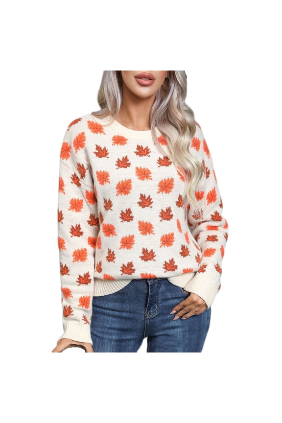 Womens Sweaters,Fall Knitted Sweaters for Women,Winter Fashionable Casual Long Sleeved Contrasting Striped Printed Cowl Neck Sweater