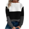 thumbnail image 1 of Tbopshirt Womens Sweaters,Fall Sweaters for Women,Knitted Sweater with Contrasting Color Splicing Round Neck Long Sleeved Pullover Top,Pullover Tops, 1 of 9