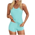 thumbnail image 1 of Tbopshirt Womens Tankini Swimsuits 3 Piece Tummy Control Sleeveless Summer Bathing Suits with Bra, 1 of 7