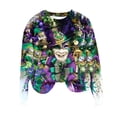 thumbnail image 1 of Tbopshirt Womens Tops,Mardi Gras Clothing,Carnival Fashion Printed Long Sleeved Round Neck Top,Tops for Women's, 1 of 4