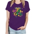thumbnail image 1 of Tbopshirt Womens Tops,Mardi Gras Clothing, Fashion Crewneck Printed Short Sleeve T-shirt Casual Loose Shirt Tops,Tops for Women's, 1 of 1