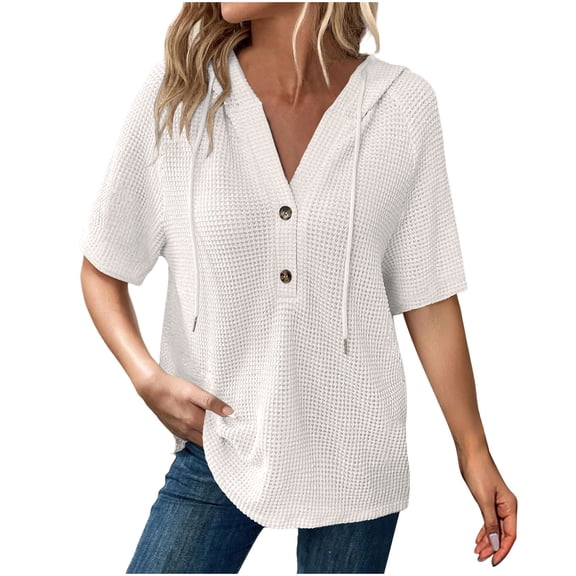 Tbopshirt Womens Tops,Summer Tops for Women Short Sleeve,Pullover Hooded Color Blocked Jacket Tops,S-XXXL,Plus Size Cowl Tops