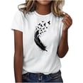 thumbnail image 1 of Tbopshirt Womens Tops,T-Shirts for Women Short Sleeve,Summer Tops Round Neck Feather Printed,S-XXXL,Plus Size Tshirts, 1 of 4