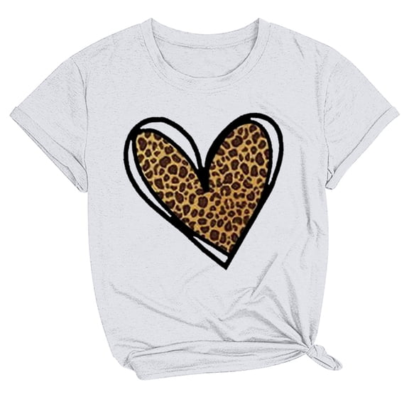 Tbopshirt Womens Tops,Valentine's Day T-Shirts for Women Graphic Tees,Plus Size Tops,Valentines Day Print Round Neck Short Sleeve T-Shirt Novelty Love Heart Graphic Tops S-XXXL