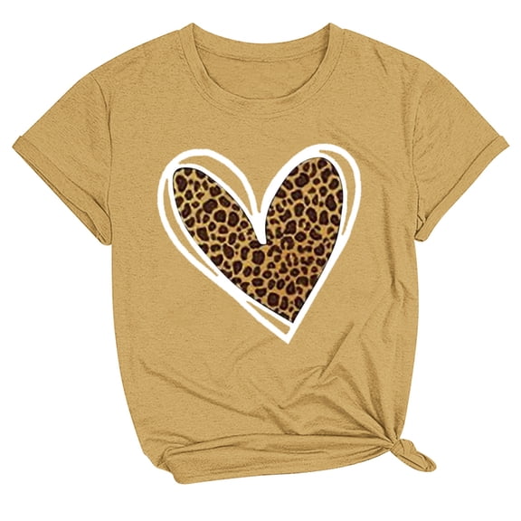 Tbopshirt Womens Tops,Valentine's Day T-Shirts for Women Graphic Tees,Plus Size Tops,Valentines Day Print Round Neck Short Sleeve T-Shirt Novelty Love Heart Graphic Tops S-XXXL