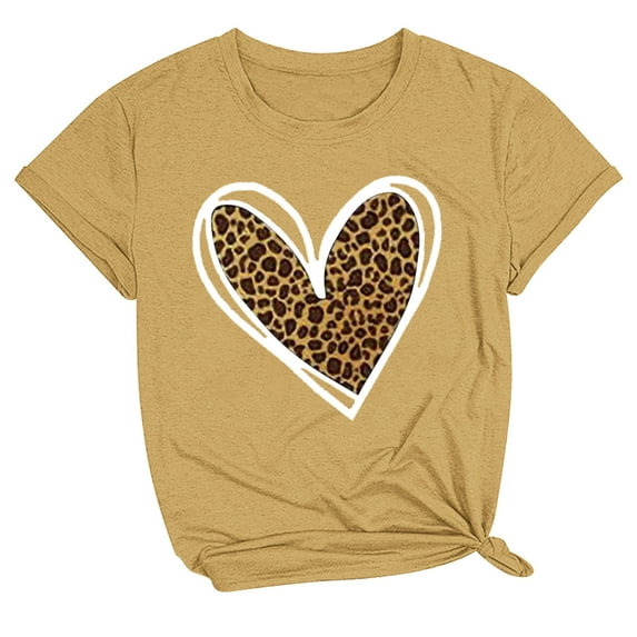 Tbopshirt Womens Tops,Valentine's Day T-Shirts for Women Graphic Tees,Plus Size Tops,Valentines Day Print Round Neck Short Sleeve T-Shirt Novelty Love Heart Graphic Tops S-XXXL