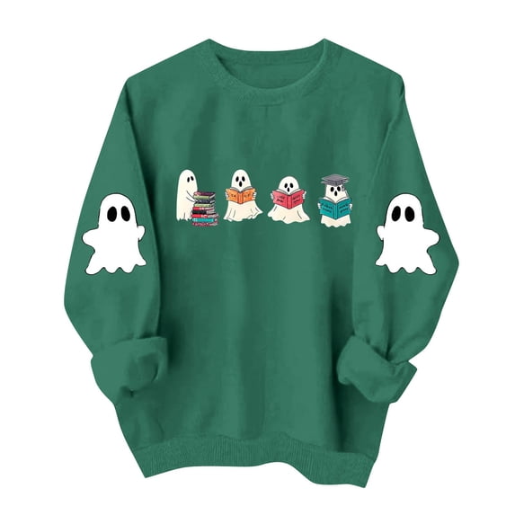 Tbopshirt Wonmen Halloween Graphic Sweatshirt Crewneck Sweatshirt Cute Printed Long Sleeve Pullover Tops