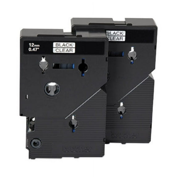 Tc Tape Cartridges For P-Touch Labelers, 0.47" X 25.2 Ft, Black On Clear, 2/pack | Bundle of 2 Packs