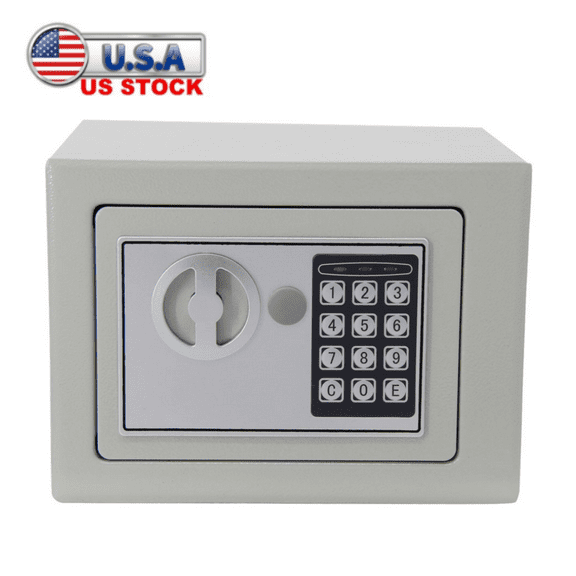 Tcbosik 0.17 Cubic Feet Safe Box, Electronic Digital Security Keypad Lock Box, Mini Safe Cabinet for Money Jewelry, Light Gray