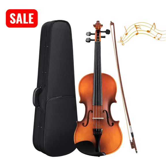 Tcbosik 1/2 Acoustic Violin Set for Beginners, Fiddle Kit with Case, Bow, Rosin, Tuner, Strings, Tone Marks and Shoulder Rest, Natural