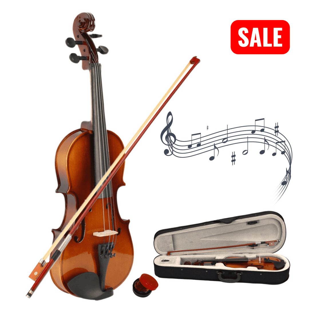 Tcbosik 1/2 Acoustic Violin Set for Beginners, Fiddle with Bow, Case and Rosin, Stringed Musical Instrument, Natural