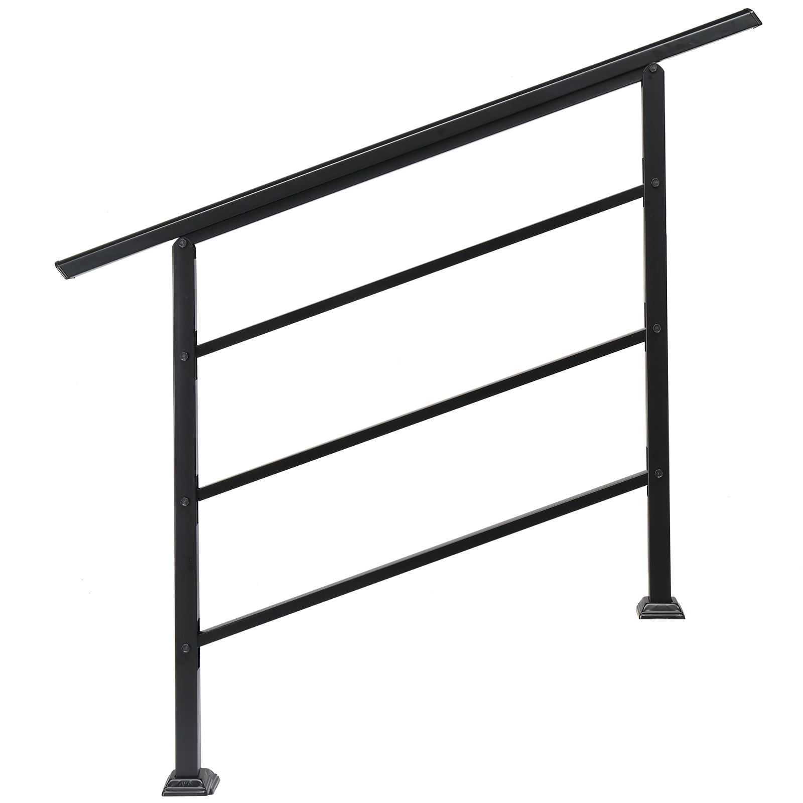 Black Wrought Iron Handrail for Outdoor Steps, 37.8 in. Wide