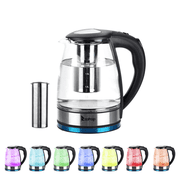 Tcbosik 1.8L Electric Kettle with LED Lights, 1200W Hot Water Boiler with Lid, Filter and 360  Rotation Base, BPA Free, Auto Shut Off, Boil-Dry and Overheat Protection, Black