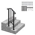 thumbnail image 1 of Tcbosik 1 to 2 Steps Outdoor Stair Railing, Metal Handrails for Outdoor Step Outdoor Railing, Easy to Install, Black, 1 of 7