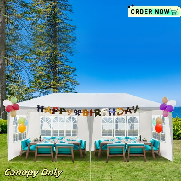 Tcbosik 10' x 20' Canopy Tent, Heavy Duty Gazbo with 4 Removable Sidewalls for Party, Wedding, BBQ, White