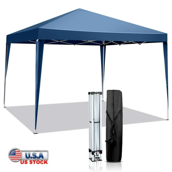 Tcbosik Canopy Tent, 10x10ft Outdoor Portable Gazebo Shelter with Carrying Bag for Patio, Deck, Garden, Beach, Blue