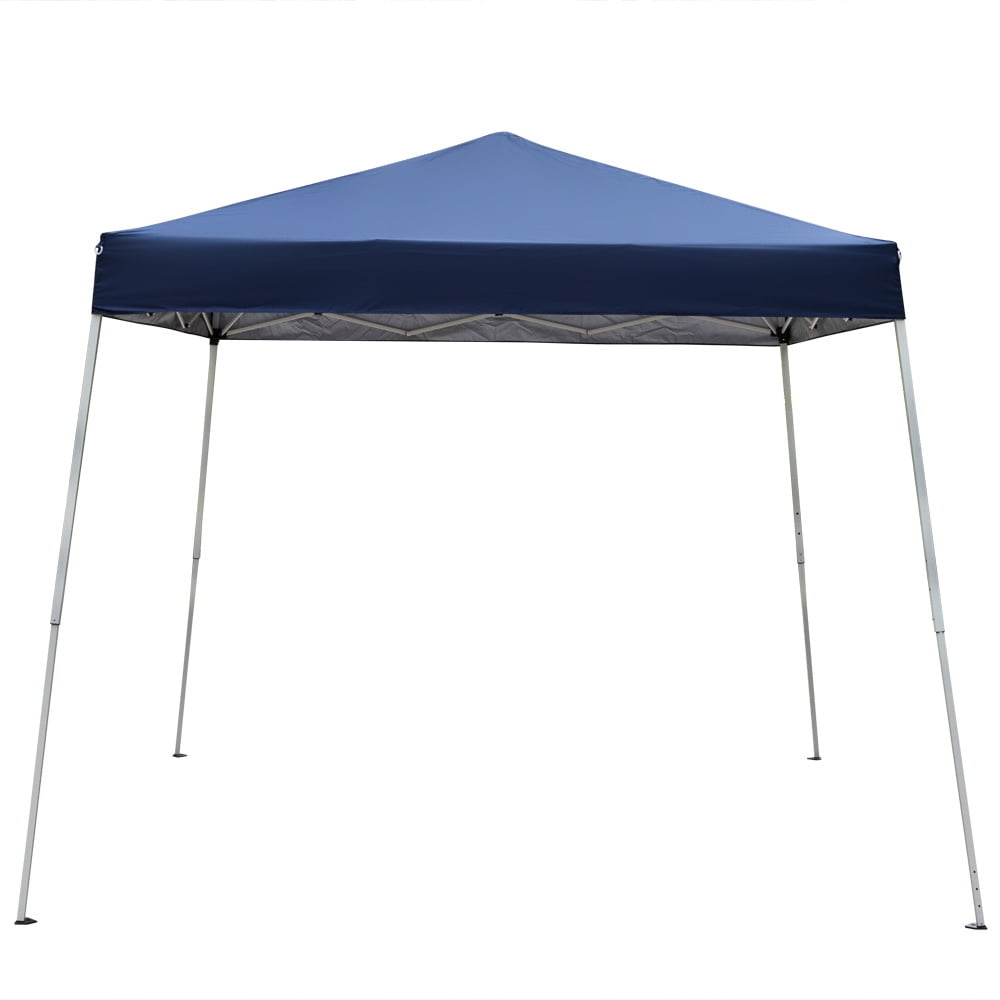 10 Ft Blue Steel Pop-Up Canopy Tent with Waterproof Cover