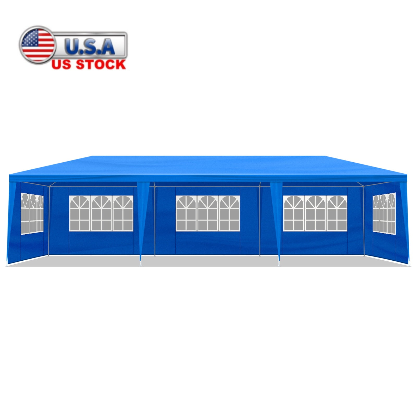 Large Blue Iron Outdoor Party Tent with 8 Sidewalls