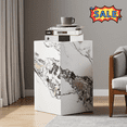 thumbnail image 1 of Tcbosik 11.8 inch Side Table, Square End Table with Faux Marble Design, Small Accent Table for Bedroom, Living Room, White, 1 of 6