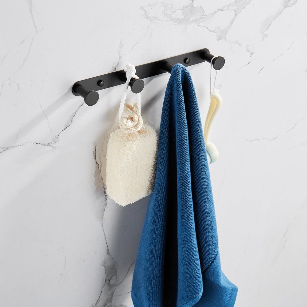 Tcbosik 11"L Towel Rack with 4 Hooks, Wall Mount Stainless Steel ...