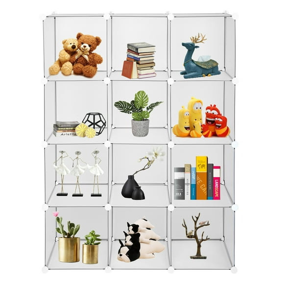 Tcbosik 12-Cube Storage Shelf Cube Shelving Bookcase Bookshelf Organizing Closet Toy Organizer Cabinete -White