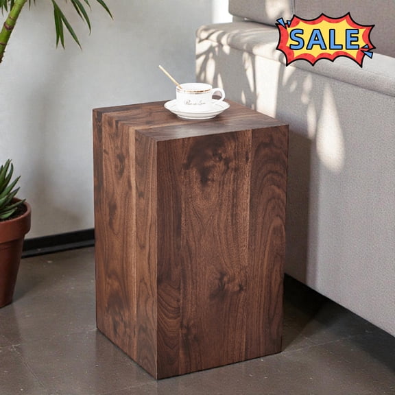 Tcbosik 12 inch Square Side Table, Modern End Table, Simple Night Stand for Small Space, Living Room, Bedroom, No Assembly Required, Walnut