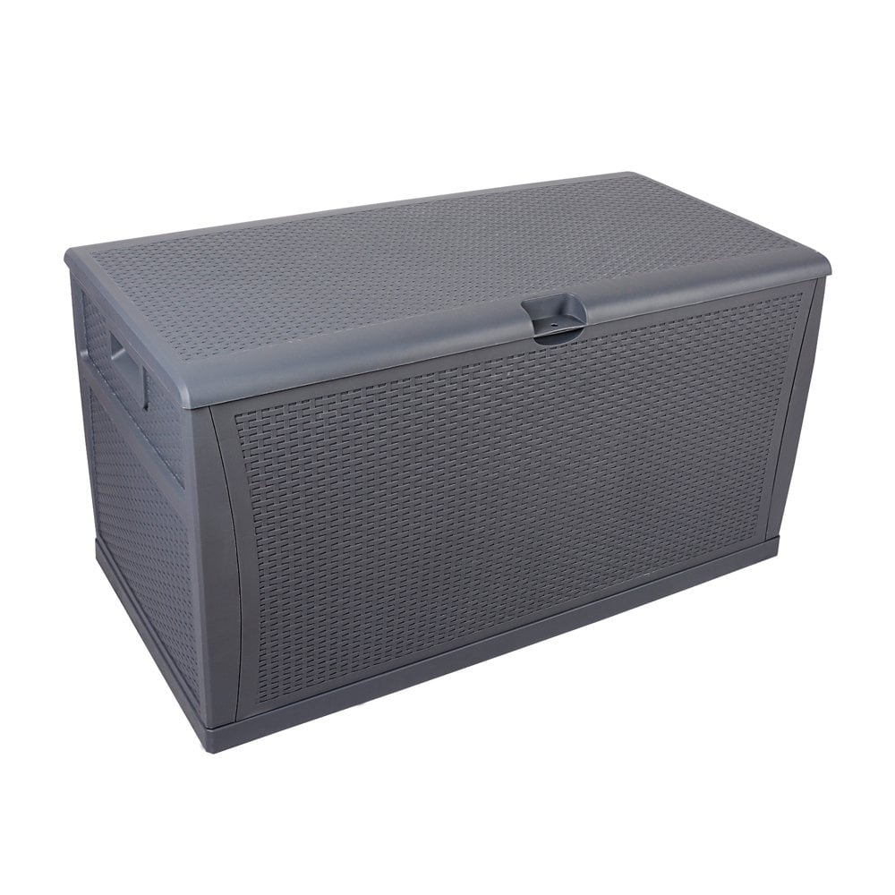 Gray Plastic Wicker-Like Lockable Deck Box, 120 Gallon