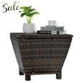 thumbnail image 1 of Tcbosik 13 Gallon Storage Side Table with Flip Lid, All-Weather PE Wicker & Steel Deck Box for Patio, Outdoor End Table with Pneumatic Rods, Brown, 1 of 8