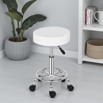 Tcbosik 13" Round Rolling Stool on Wheels, Height Adjustable Swivel Stool Chair for Home Spa Salon Massage (White, 19.69"-25.39")