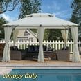 thumbnail image 1 of Tcbosik 13' x 10' Outdoor Gazebo, Double Roof Canopy Shelter with Sidewalls for Garden, Patio, Lawn, Deck, Backyard, Beige, 1 of 6