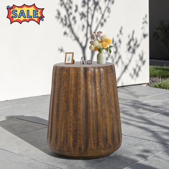Tcbosik 14.6" Outdoor Side Table, Rustic End Table for Patio, Garden, Deck, Backyard, No Assembly Required, Brown
