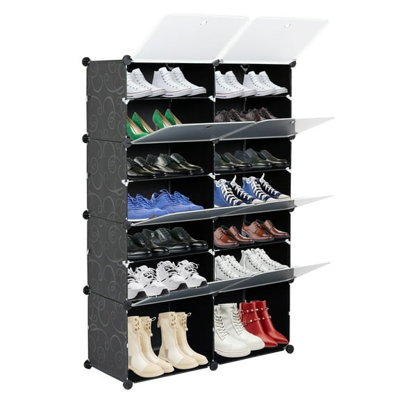 Tcbosik 14 Grids Module Shoe Storage Shelf ,Shoe Rack can put 28 Pairs Shoes Portable Shoes Cabinet