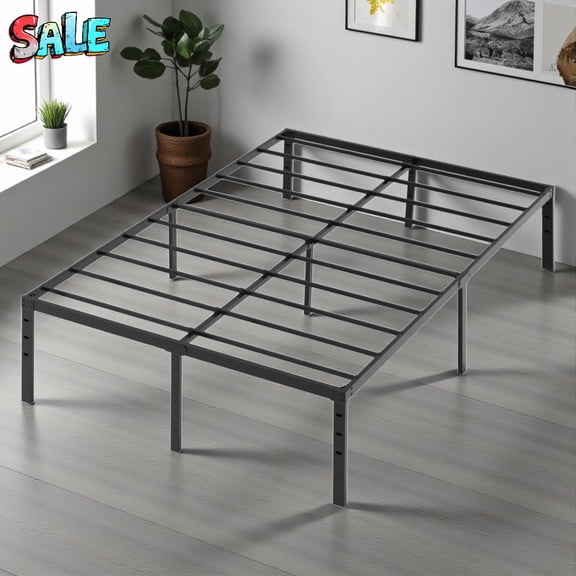 Tcbosik 14 Inch Heavy Duty Queen Size Metal Platform Bed Frame, No Box Spring Needed, Under Bed Storage, Easy Tool-Free Assembly, Black