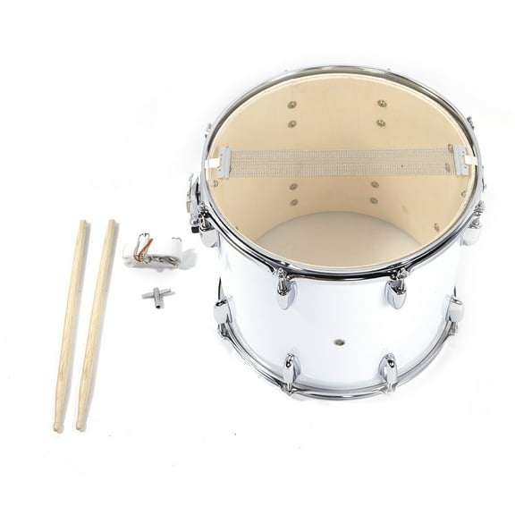 Tcbosik 14" x 10" Marching Snare Drum, Drum Percussion Instrument with Drumsticks, Key and Strap for Kids, White