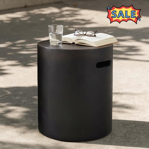 Tcbosik 15.5 Inch Outdoor End Table, Concrete Accent Table, Round Side Table for Patio, Garden, Deck, Backyard, No Assembly Required, Copper
