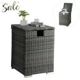 thumbnail image 1 of Tcbosik 15.75" Square PE Wicker Side Table with Storage, 20-Gallon Propane Tank Cover End Table for Patio Deck Living Room, All-Weather for Indoor & Outdoor Use (Gray), 1 of 9