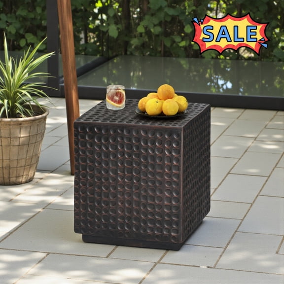 Tcbosik 15" Square Side Table for Outdoor, MGO End Table for Patio, Garden, Backyard, Poolside, Copper