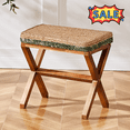 thumbnail image 1 of Tcbosik 16.5 inch Hand Weaving Seagrass Foot Stool, Rectangle Foot Rest, Ottoman with Wood Legs for Living Room, Hallway, Entryway, Easy Assembly, Natural+Green, 1 of 7