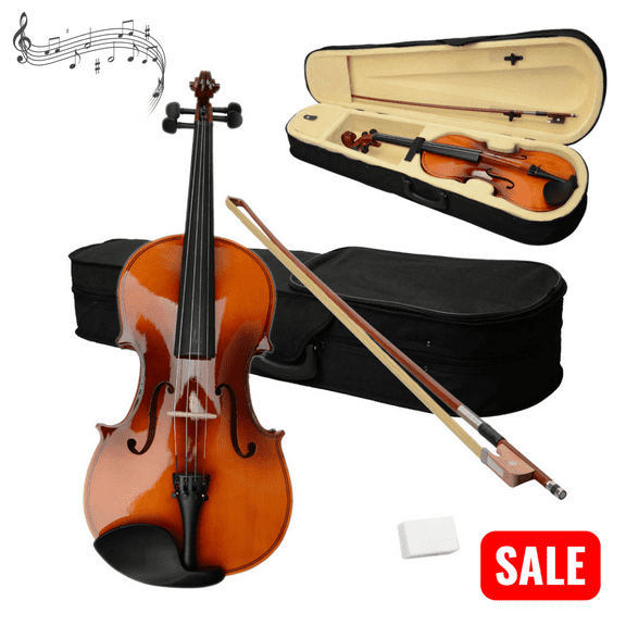 Tcbosik 16 Inch Acoustic Viola Set for Adults, Musical Instrument Viola Set with Case, Bow and Rosin, Brown