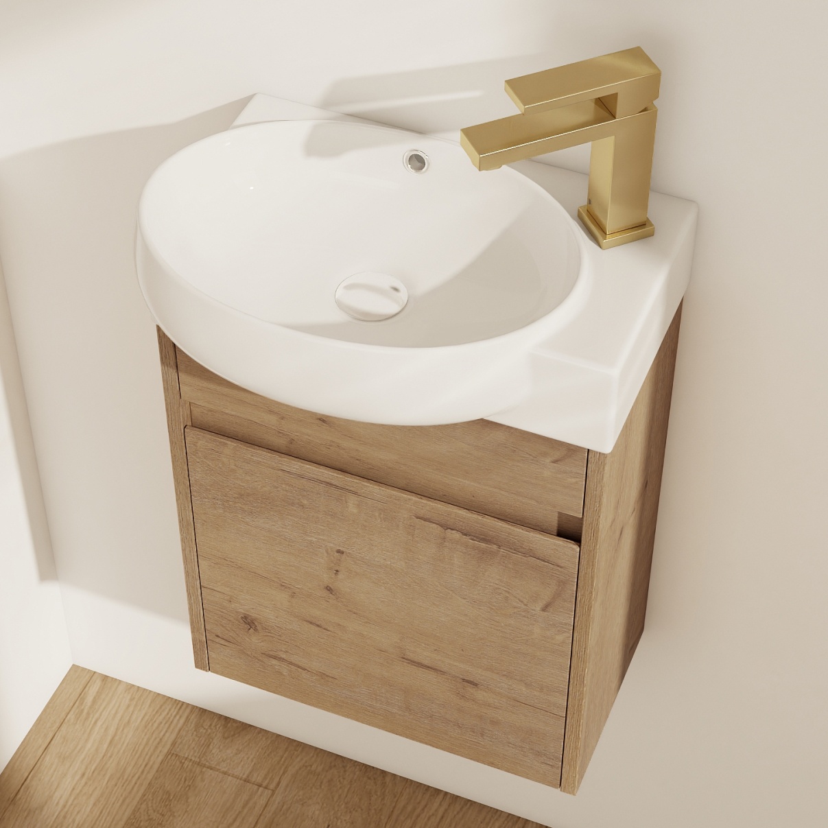 Tcbosik 16" Small Bathroom Vanity Sink Combo, Wall Mounted Floating