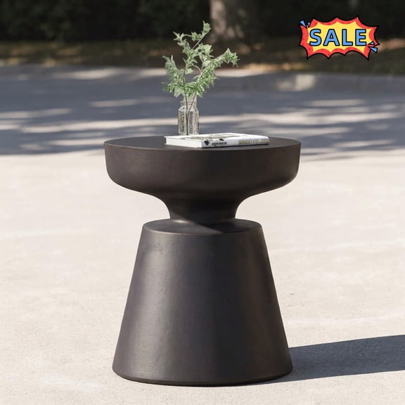 Tcbosik 17.7" Outdoor End Table, Small Concrete Accent Table, Minimalist Side Table for Patio, Garden, Deck, Porch, Copper