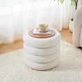 thumbnail image 1 of Tcbosik 18.3" Round Storage Ottoman, Teddy Fabric Upholstered Footrest with Flip-Top Tray, Vanity Stool for Living Room, Bedroom, White, 1 of 6